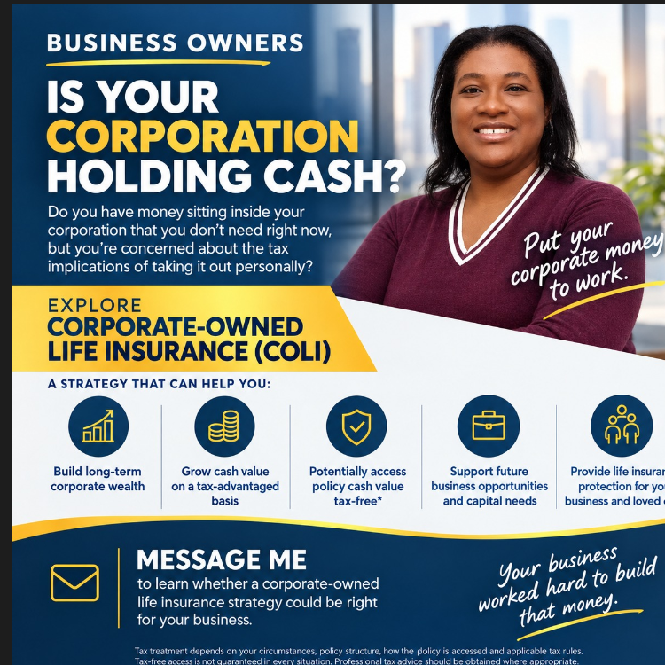 Corporate-owned life insurance informational artwork for business owners